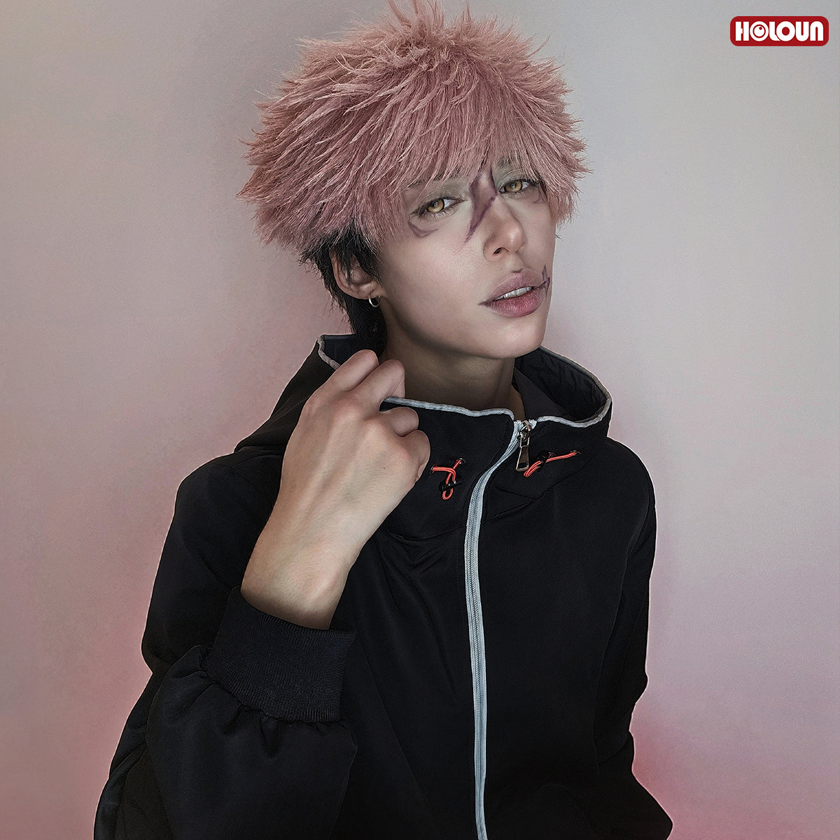 YOO Jujutsu JJK Anime Itadori Yuji Cosplay Costume Wig Latest Hoodie Pants Halloween Christmas Convention Rose Net Synthetic thumbnail 2