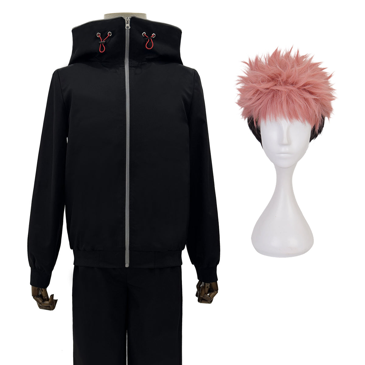 YOO Jujutsu JJK Anime Itadori Yuji Cosplay Costume Wig Latest Hoodie Pants Halloween Christmas Convention Rose Net Synthetic thumbnail 5