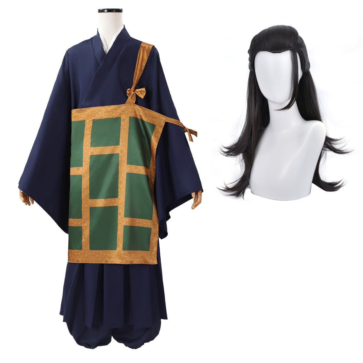 YOO Jujutsu JJK Manga Anime Suguru Geto Cosplay Costume Wig Dark Blue kimono Top Skirt Pants Cassock Rose Net Halloween Gift thumbnail 2