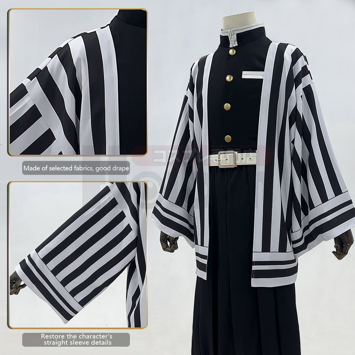 YOO Anime Iguro Obanai Cosplay Costume Wig Haori Embroidery Top Elastic Pants Belt Rose Net Cos Halloween Christmas Gift thumbnail 10