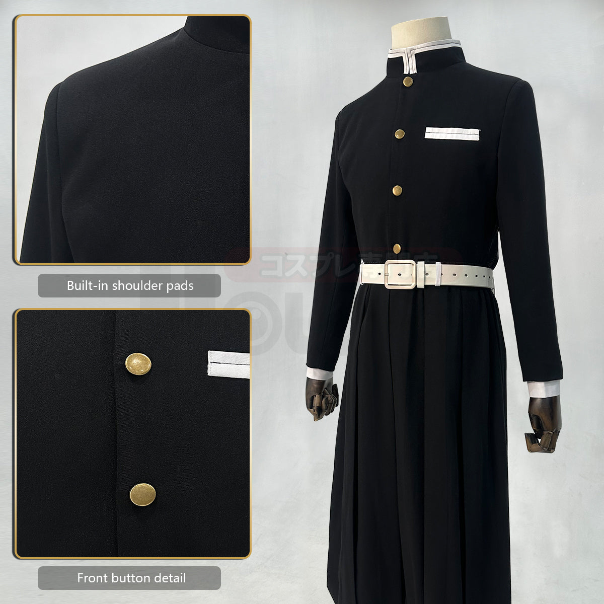 YOO Anime Iguro Obanai Cosplay Costume Wig Haori Embroidery Top Elastic Pants Belt Rose Net Cos Halloween Christmas Gift thumbnail 11