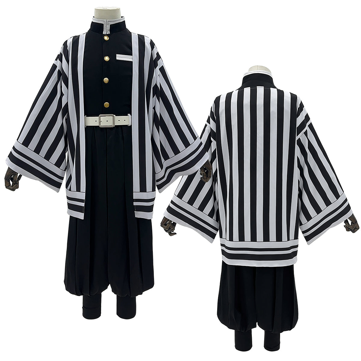 YOO Anime Iguro Obanai Cosplay Costume Wig Haori Embroidery Top Elastic Pants Belt Rose Net Cos Halloween Christmas Gift thumbnail 2