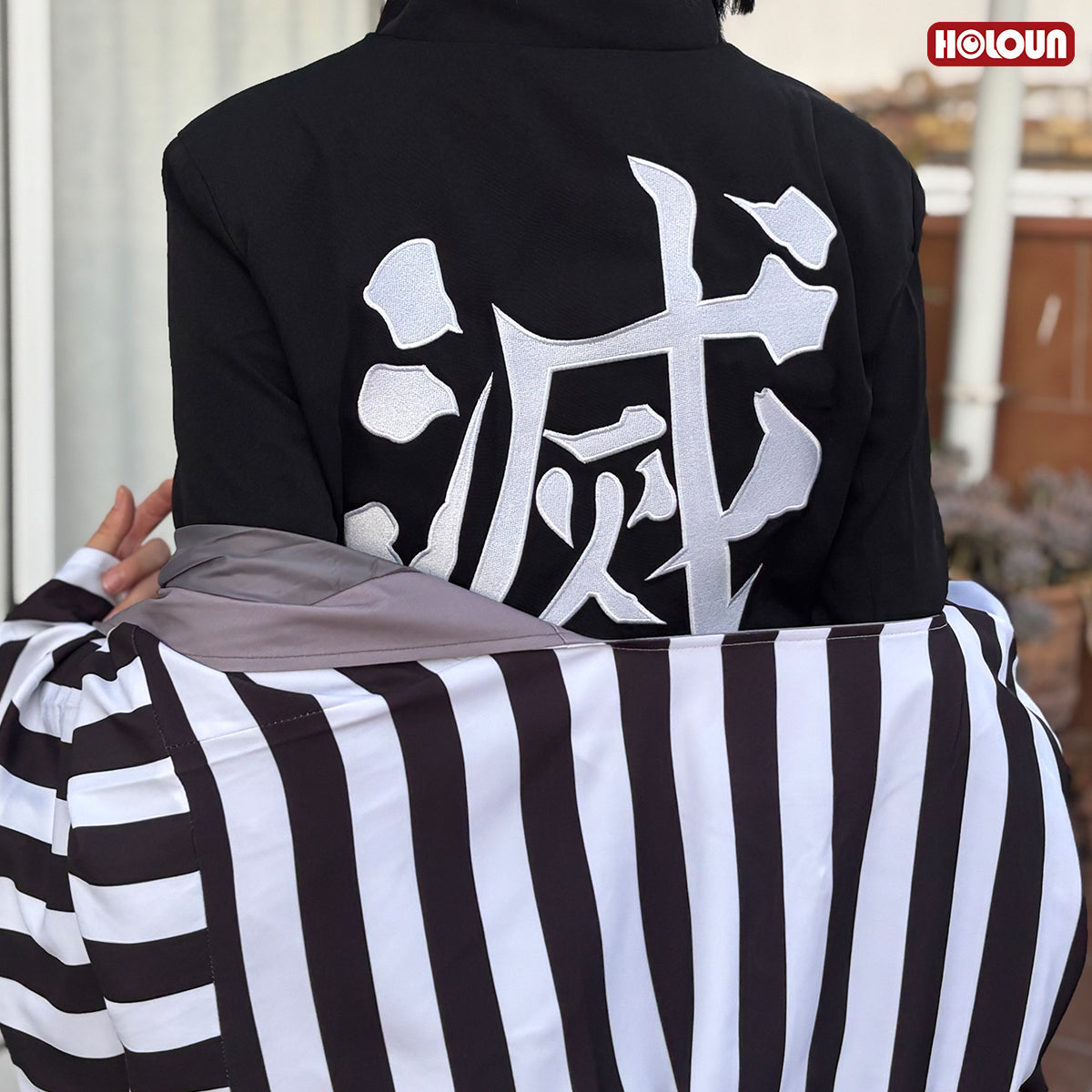 YOO Anime Iguro Obanai Cosplay Costume Wig Haori Embroidery Top Elastic Pants Belt Rose Net Cos Halloween Christmas Gift thumbnail 7