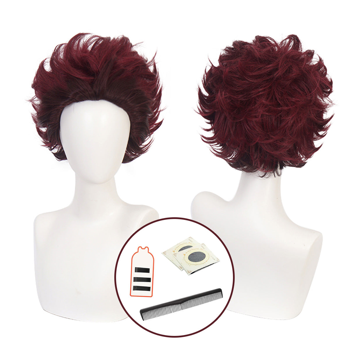 YOO Anime Kamado Tanjirou Cosplay Costume Wig Haori Embroidery Top Elastic Pants Belt Rose Net Cos Halloween Christmas Gift thumbnail 16