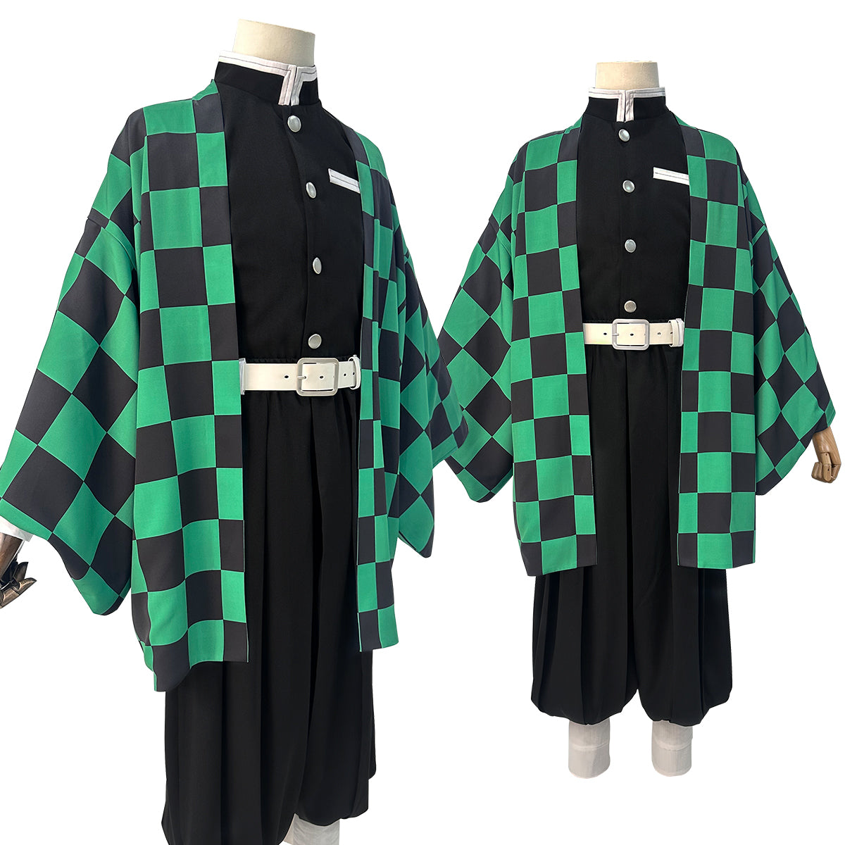 YOO Anime Kamado Tanjirou Cosplay Costume Wig Haori Embroidery Top Elastic Pants Belt Rose Net Cos Halloween Christmas Gift thumbnail 3