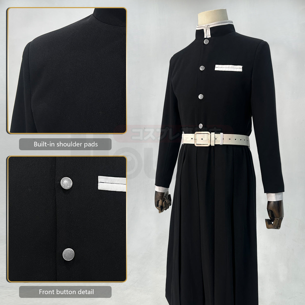 YOO Anime Kamado Tanjirou Cosplay Costume Wig Haori Embroidery Top Elastic Pants Belt Rose Net Cos Halloween Christmas Gift thumbnail 8