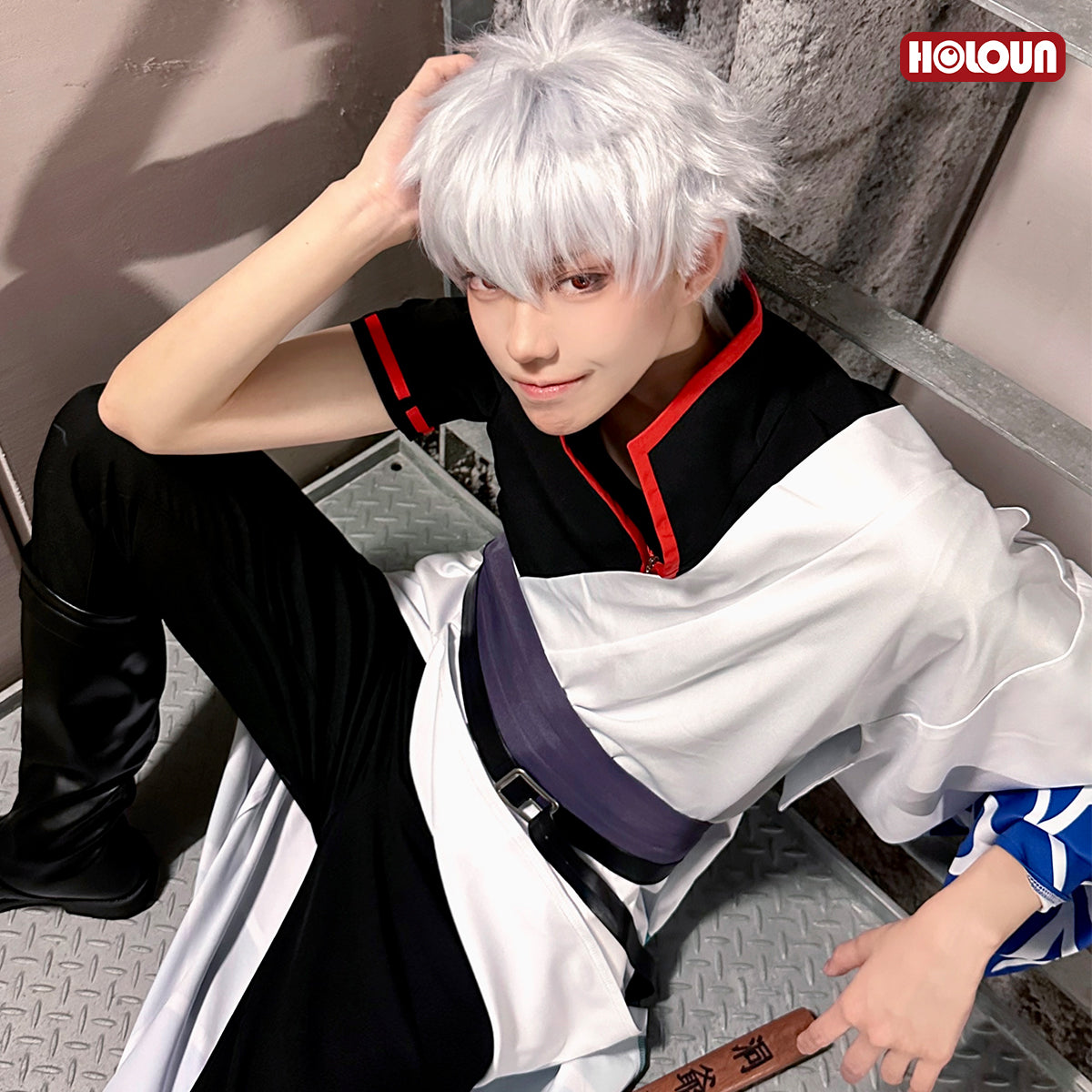 YOO Gintama Anime Sakata Gintoki Cosplay Costume Wig Kimono Top Pants Cos Convention Halloween Christmas Gift thumbnail 4