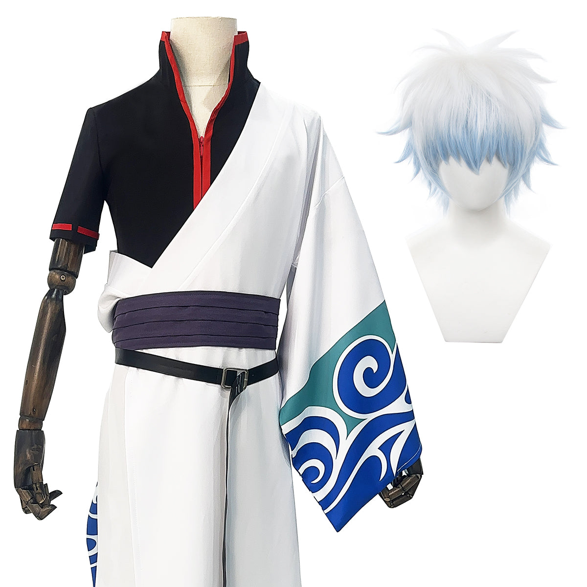 YOO Gintama Anime Sakata Gintoki Cosplay Costume Wig Kimono Top Pants Cos Convention Halloween Christmas Gift thumbnail 6
