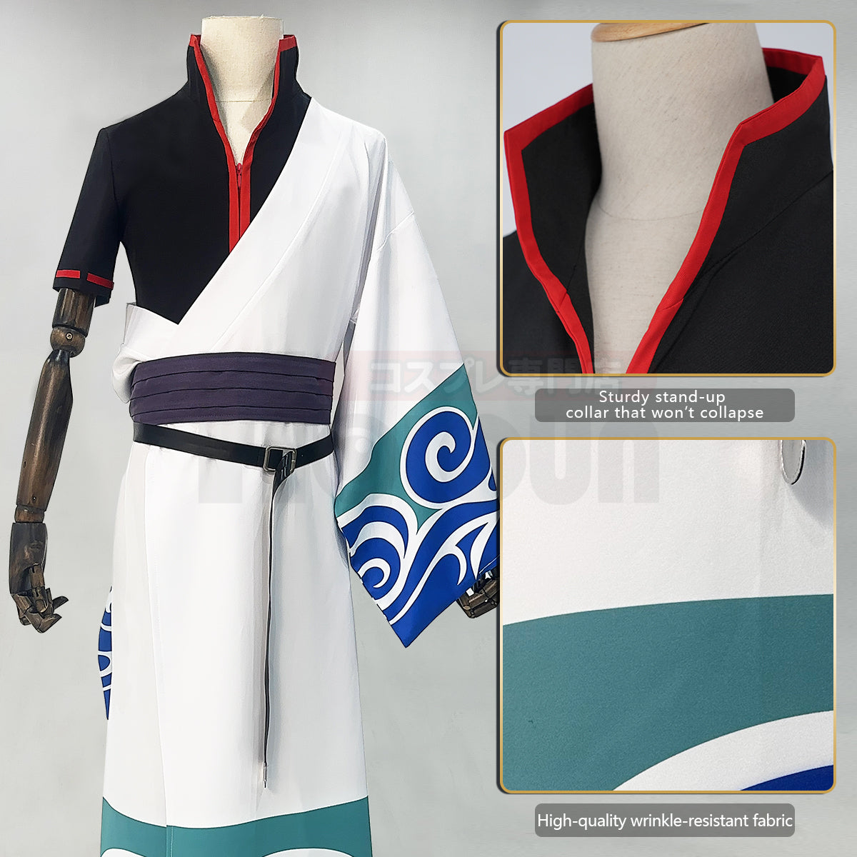 YOO Gintama Anime Sakata Gintoki Cosplay Costume Wig Kimono Top Pants Cos Convention Halloween Christmas Gift thumbnail 8