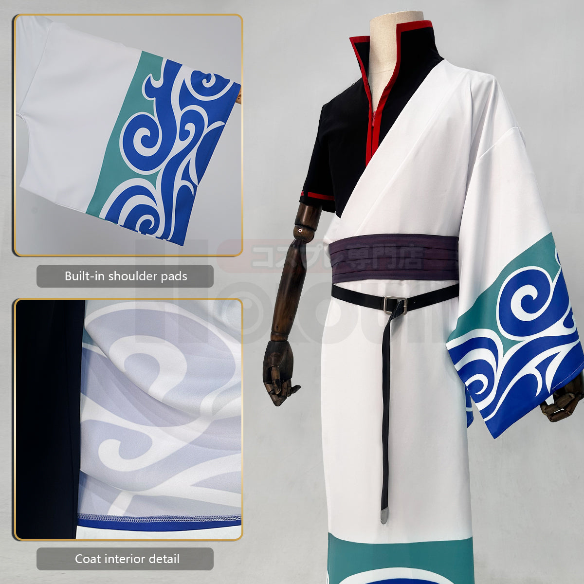 YOO Gintama Anime Sakata Gintoki Cosplay Costume Wig Kimono Top Pants Cos Convention Halloween Christmas Gift thumbnail 9