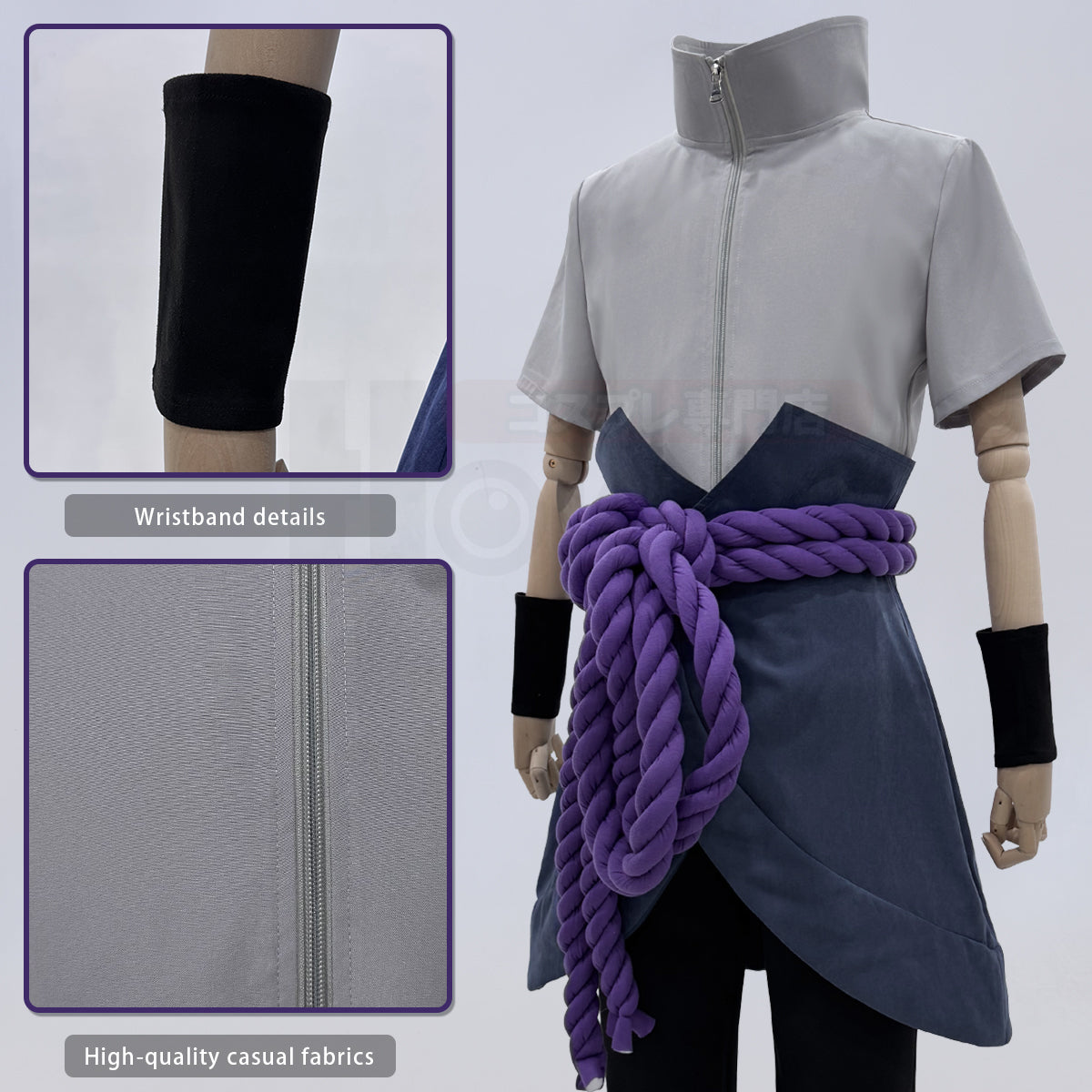YOO Anime Uchiha Sasuke Cosplay Costume Wig Top Pants Belt Cos Convention Gift Adult Version Unisex thumbnail 8