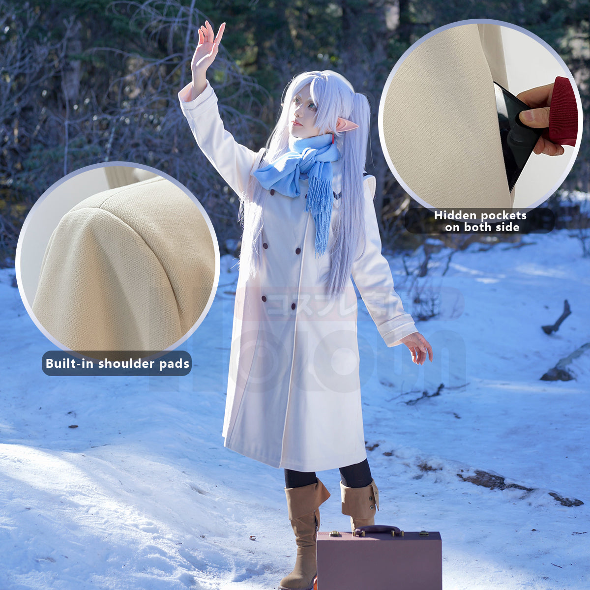 YOO Frieren Beyond Journey’s End Anime Frieren Cosplay Costume Winter Coat Wig Ponytail Halloween Christmas Convention thumbnail 5