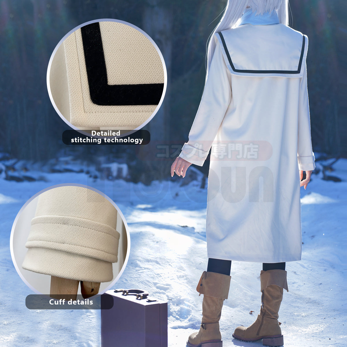 YOO Frieren Beyond Journey’s End Anime Frieren Cosplay Costume Winter Coat Wig Ponytail Halloween Christmas Convention thumbnail 7