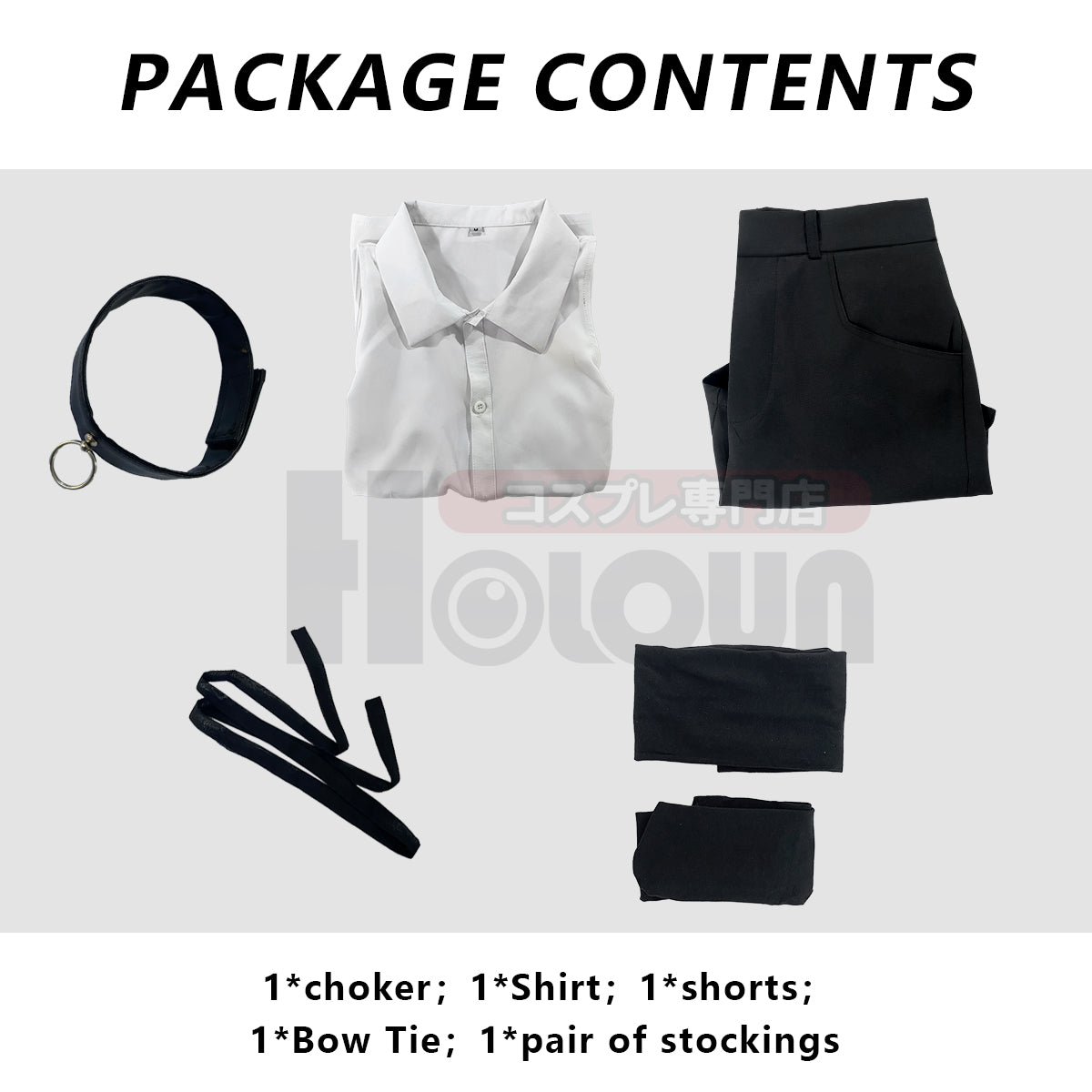 YOO Chainsaw Anime Reze Cosplay Costume Wig White Shirt Black Shorts Choker Tie Halloween Christmas Convention Rose Net thumbnail 14