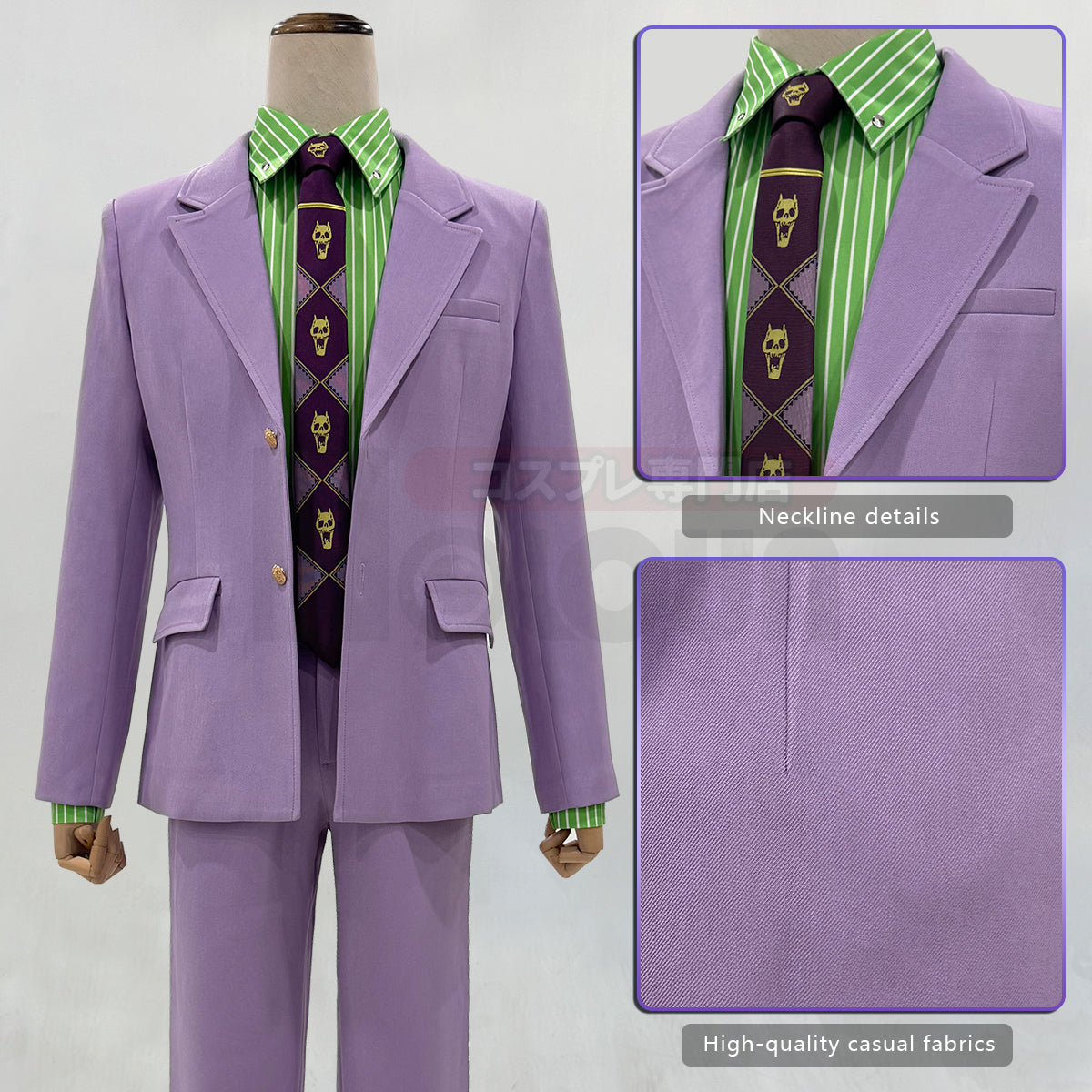 YOO JoJo Anime Kira Yoshikage Cosplay Costume Suit Shirt Pants Tie Animation Convention Halloween Christmas Daily Wear thumbnail 4