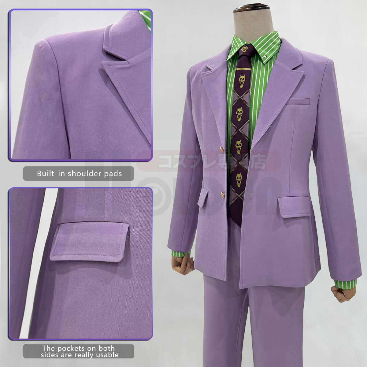YOO JoJo Anime Kira Yoshikage Cosplay Costume Suit Shirt Pants Tie Animation Convention Halloween Christmas Daily Wear thumbnail 5