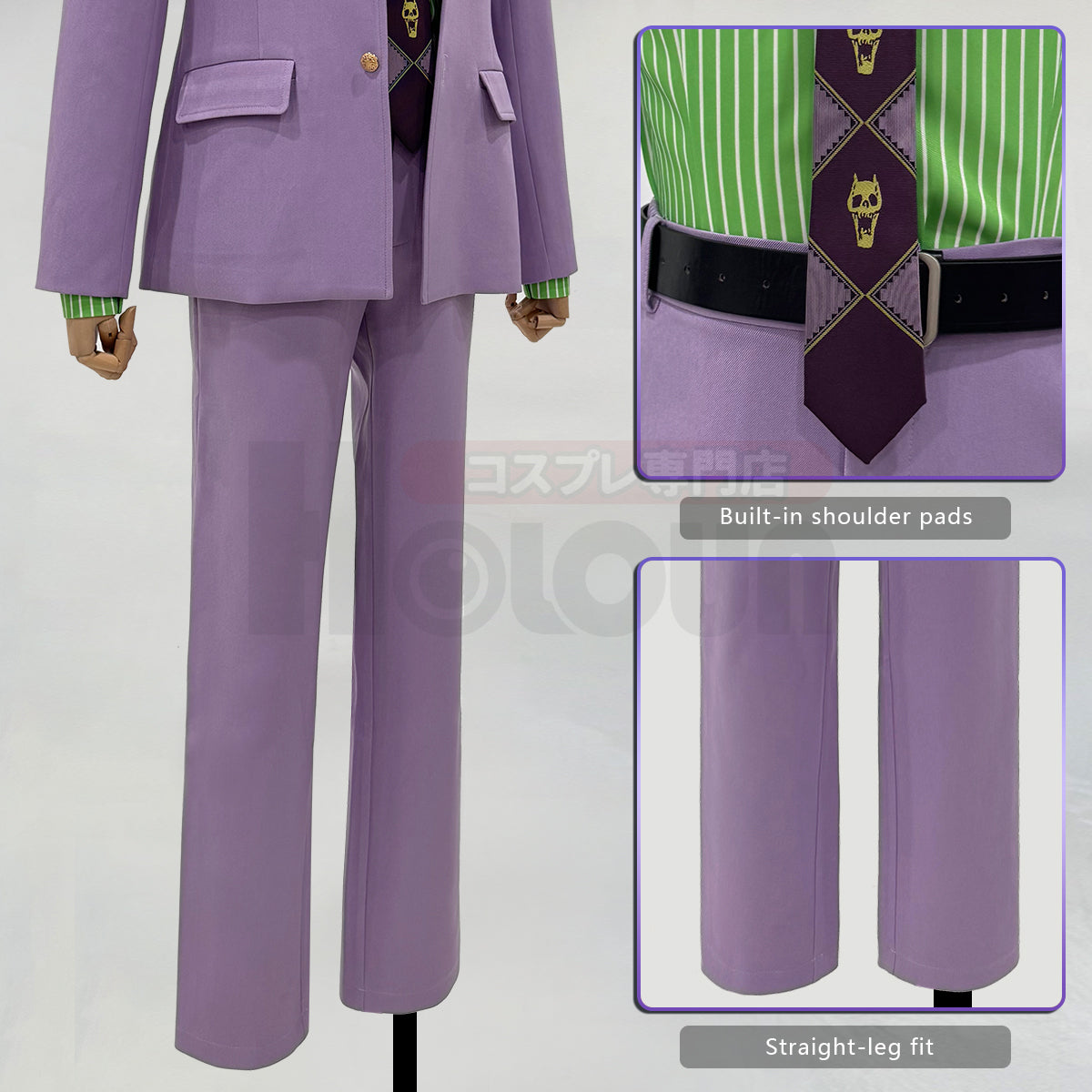 YOO JoJo Anime Kira Yoshikage Cosplay Costume Suit Shirt Pants Tie Animation Convention Halloween Christmas Daily Wear thumbnail 6