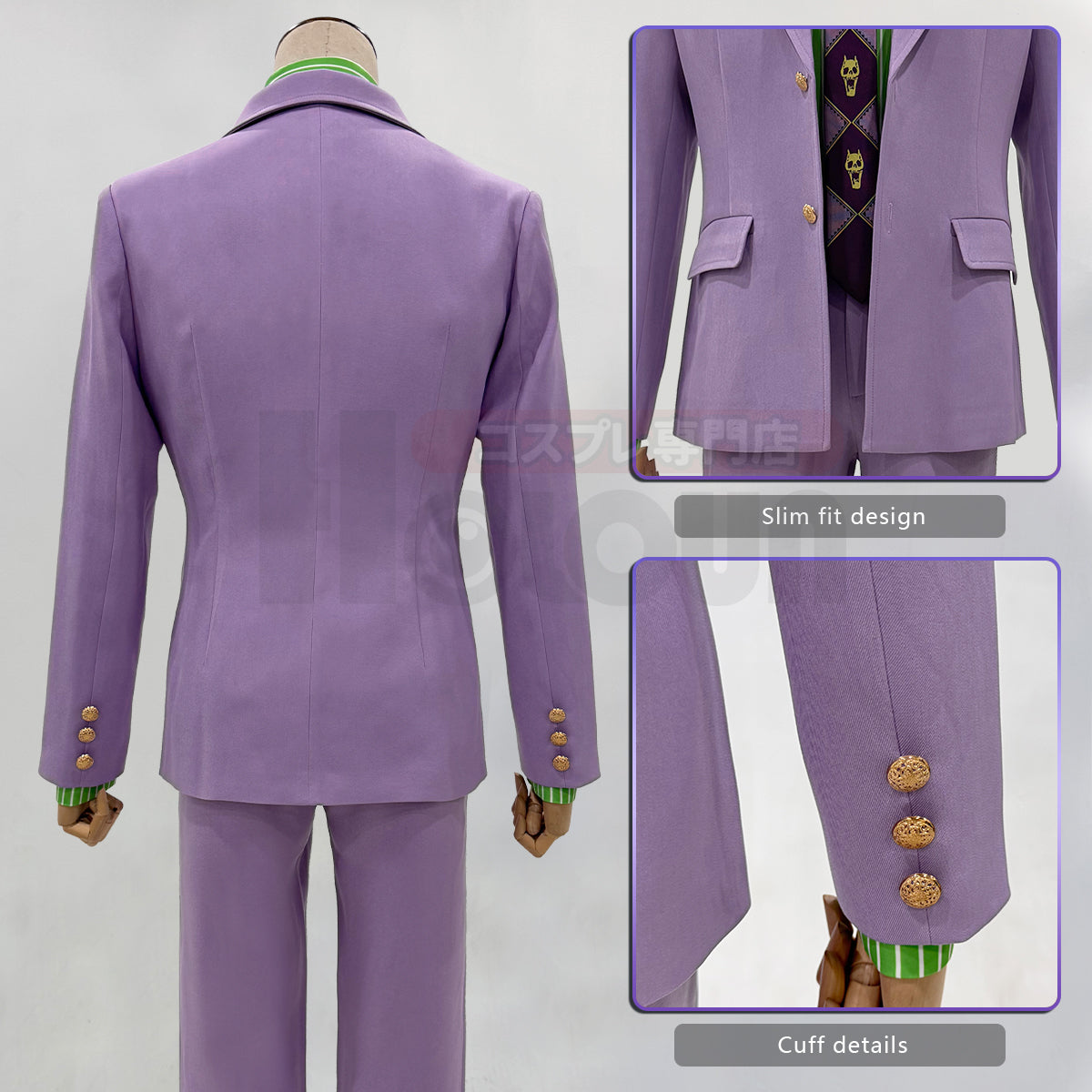 YOO JoJo Anime Kira Yoshikage Cosplay Costume Suit Shirt Pants Tie Animation Convention Halloween Christmas Daily Wear thumbnail 8