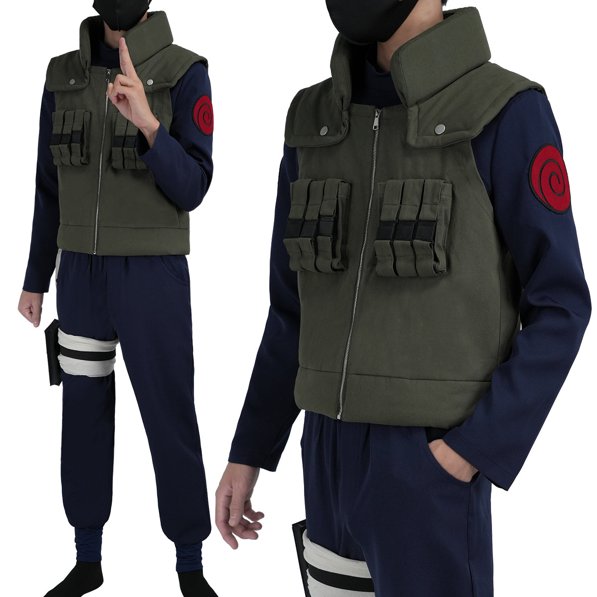 YOO Anime Hatake Kakashi Cosplay Costume Vest T-shirt Pants Pouch Cos Convention Gift Halloween Christmas thumbnail 5