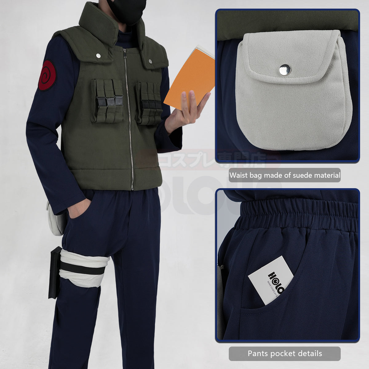YOO Anime Hatake Kakashi Cosplay Costume Vest T-shirt Pants Pouch Cos Convention Gift Halloween Christmas thumbnail 8