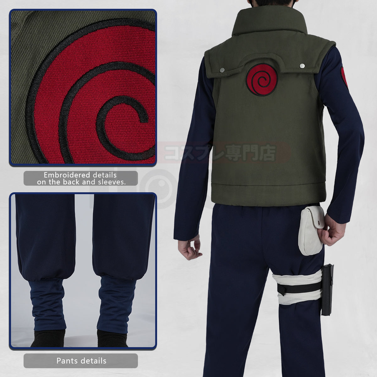 YOO Anime Hatake Kakashi Cosplay Costume Vest T-shirt Pants Pouch Cos Convention Gift Halloween Christmas thumbnail 9