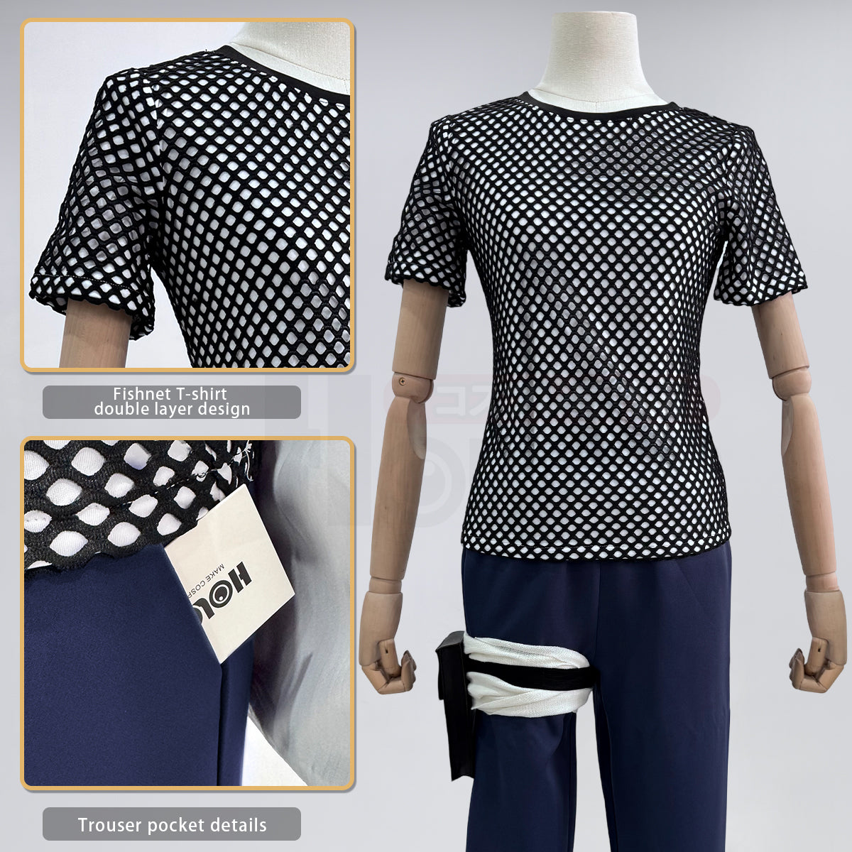 YOO Anime Hyuga Hinata Cosplay Costume Wig Tracksuit Pants Fish Net Top Leg Pouch Cosplay Convention Gift thumbnail 10