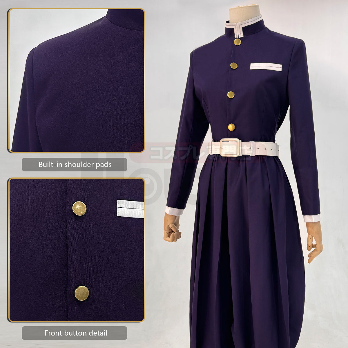 YOO Anime Kochou Shinobu Cosplay Costume Wig Embroidery Purple Top Pants Haori Belt Butterfly Cos Halloween Christmas Gift thumbnail 12