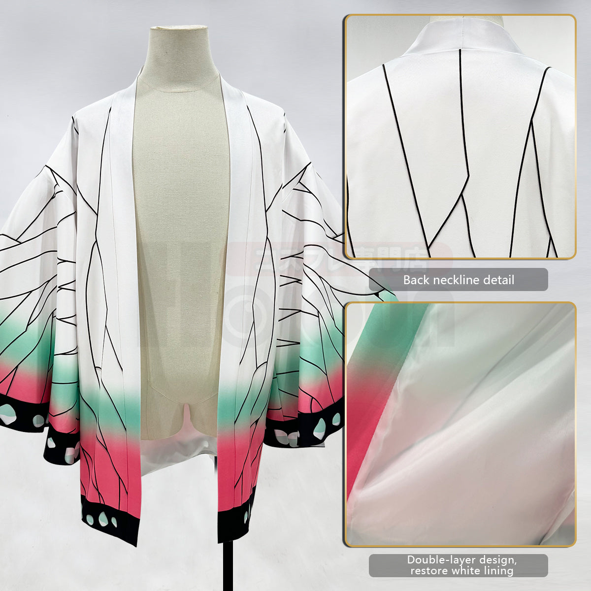 YOO Anime Kochou Shinobu Cosplay Costume Wig Embroidery Purple Top Pants Haori Belt Butterfly Cos Halloween Christmas Gift thumbnail 18