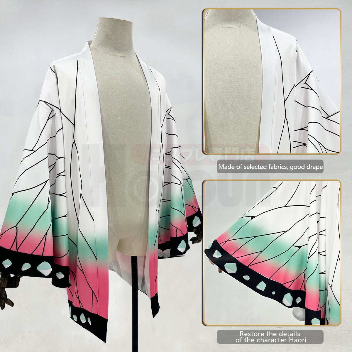 YOO Anime Kochou Shinobu Cosplay Costume Wig Embroidery Purple Top Pants Haori Belt Butterfly Cos Halloween Christmas Gift thumbnail 19