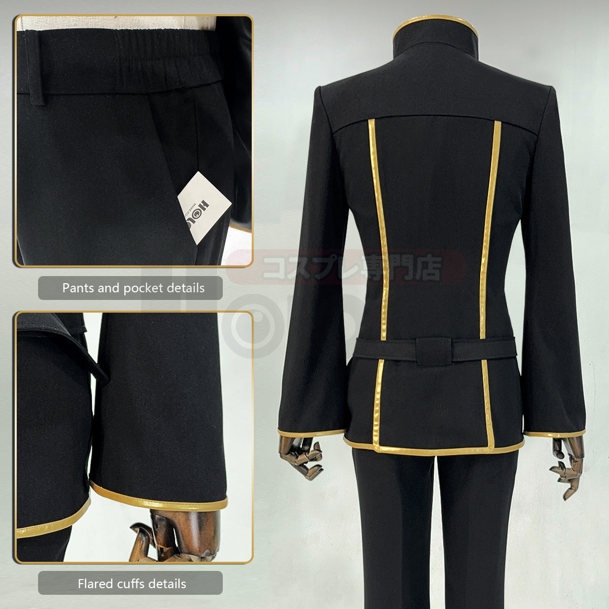 YOO Anime Lelouch Lamperouge Cosplay Costume Black Jacket Pants Belt Halloween Christmas thumbnail 10
