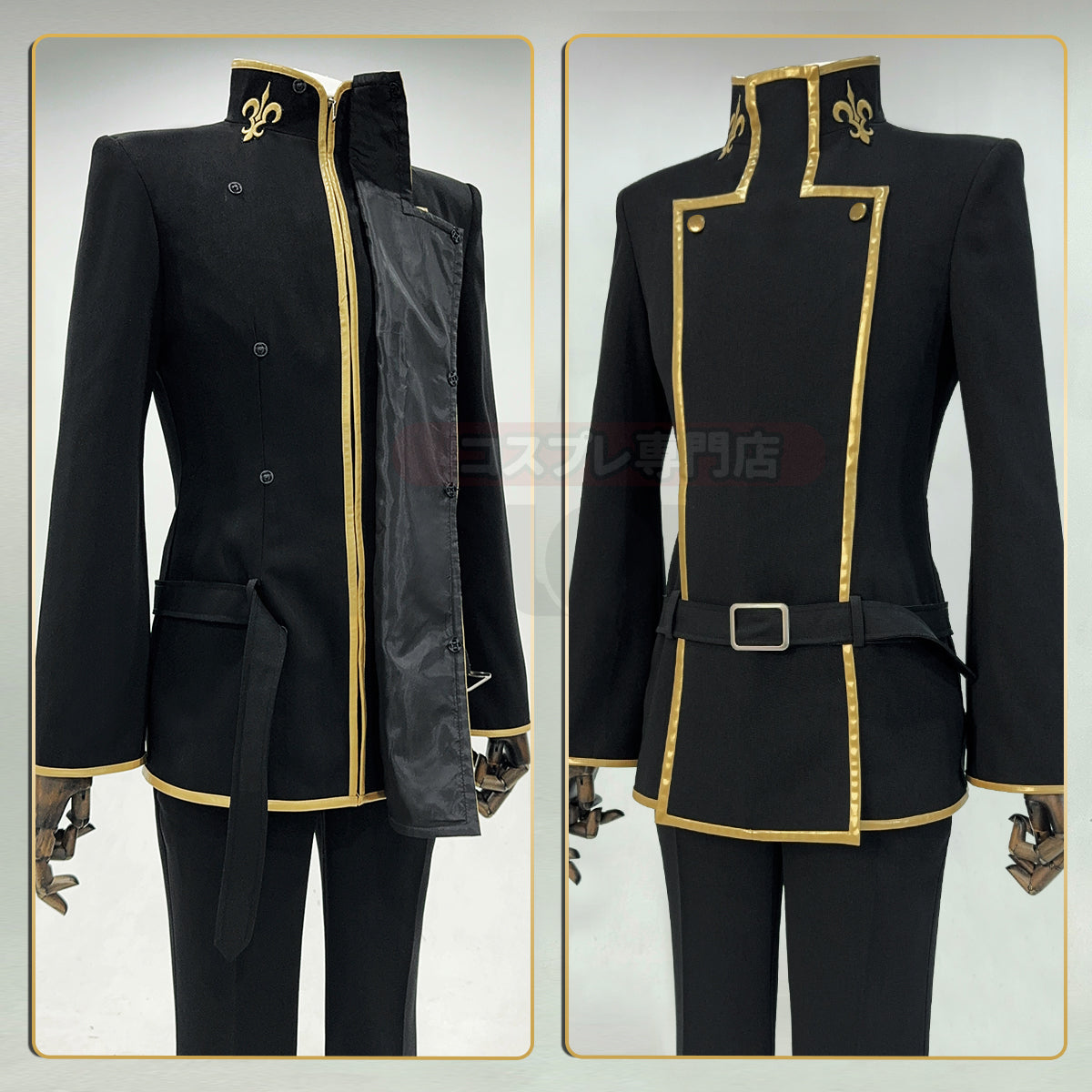 YOO Anime Lelouch Lamperouge Cosplay Costume Black Jacket Pants Belt Halloween Christmas thumbnail 11