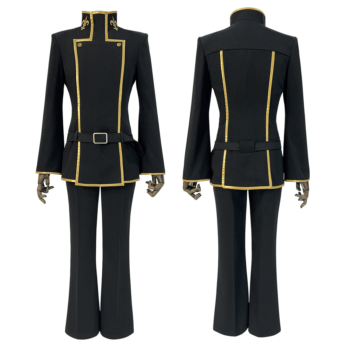 YOO Anime Lelouch Lamperouge Cosplay Costume Black Jacket Pants Belt Halloween Christmas thumbnail 2