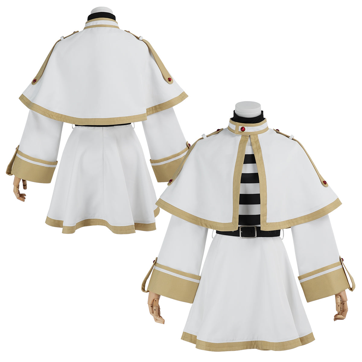 YOO Frieren Beyond Journey’s End Anime Frieren Cosplay Costume Shawl Cloak Dress Wig Grey Ponytail Rose Net Halloween Christmas