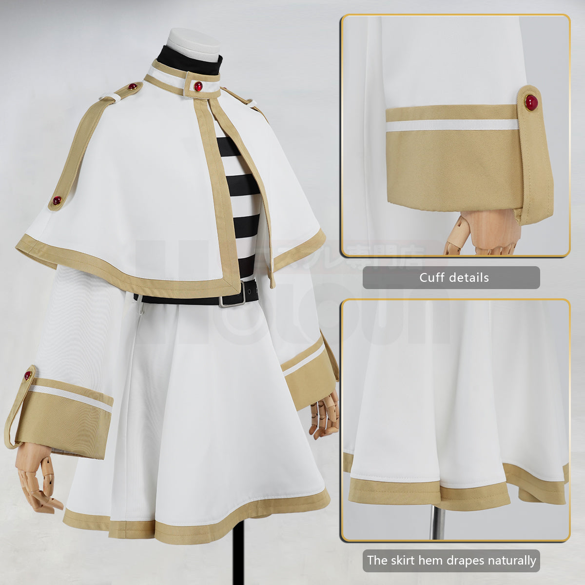 YOO Frieren Beyond Journey’s End Anime Frieren Cosplay Costume Shawl Cloak Dress Wig Grey Ponytail Rose Net Halloween Christmas thumbnail 6