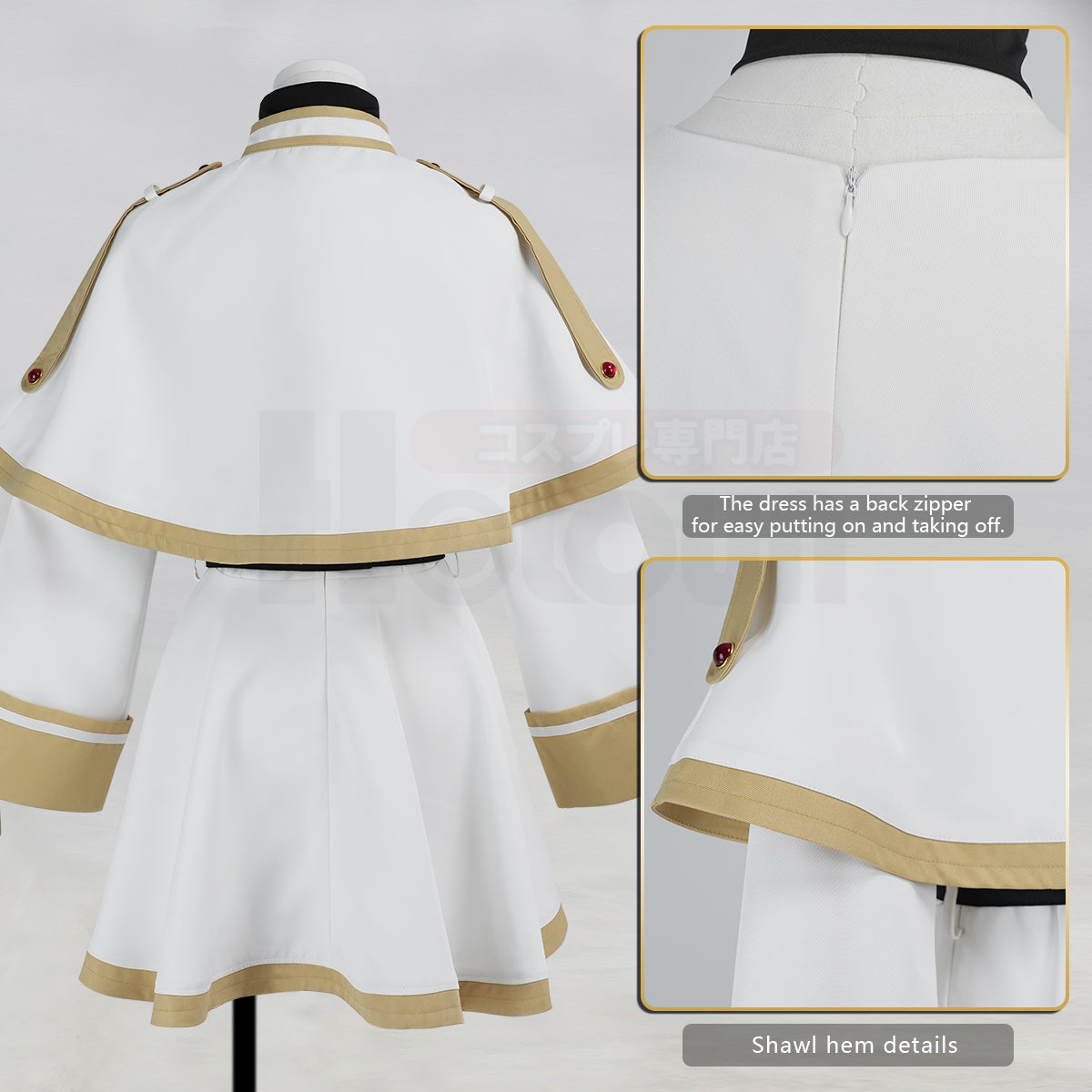 YOO Frieren Beyond Journey’s End Anime Frieren Cosplay Costume Shawl Cloak Dress Wig Grey Ponytail Rose Net Halloween Christmas thumbnail 8