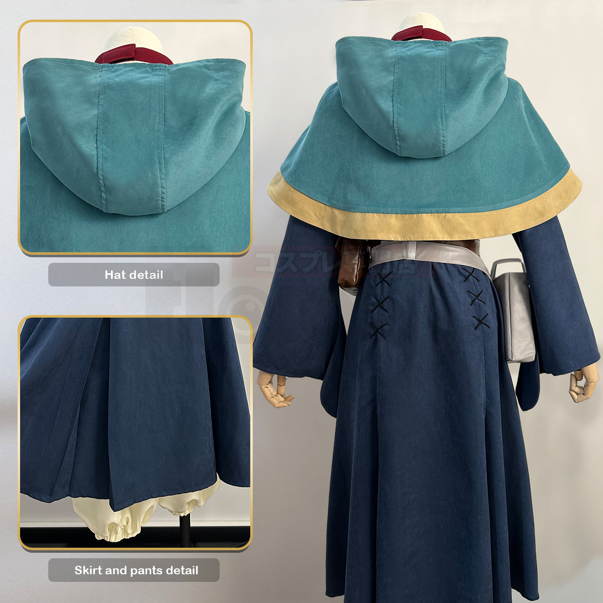 YOO Delicious in Anime Marcille Cosplay Costume Wig Shawl Cloak Dress Pants Rose Net thumbnail 11