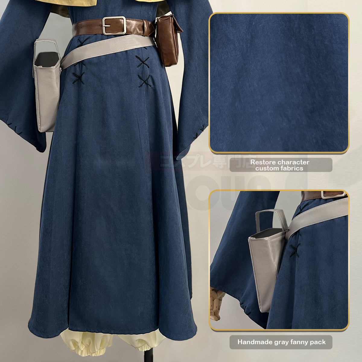 YOO Delicious in Anime Marcille Cosplay Costume Wig Shawl Cloak Dress Pants Rose Net thumbnail 12