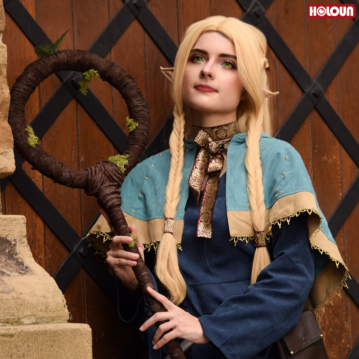 YOO Delicious in Anime Marcille Cosplay Costume Wig Shawl Cloak Dress Pants Rose Net thumbnail 5