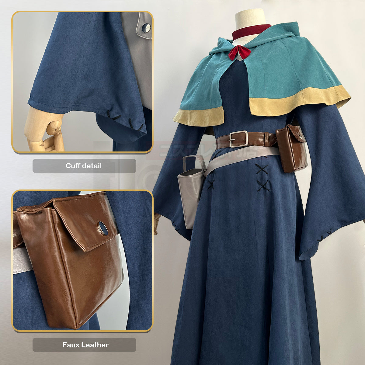 YOO Delicious in Anime Marcille Cosplay Costume Wig Shawl Cloak Dress Pants Rose Net thumbnail 9