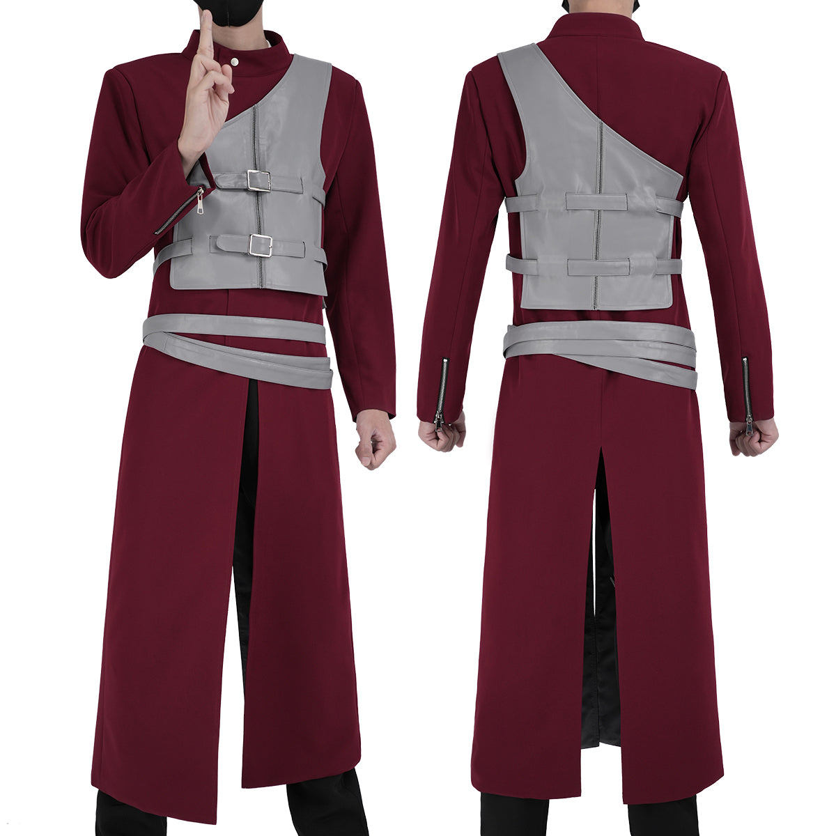 YOO Anime Gaara Cosplay Costume Coat Pants Vest Belt Animation Convention Halloween Christmas Gift thumbnail 2