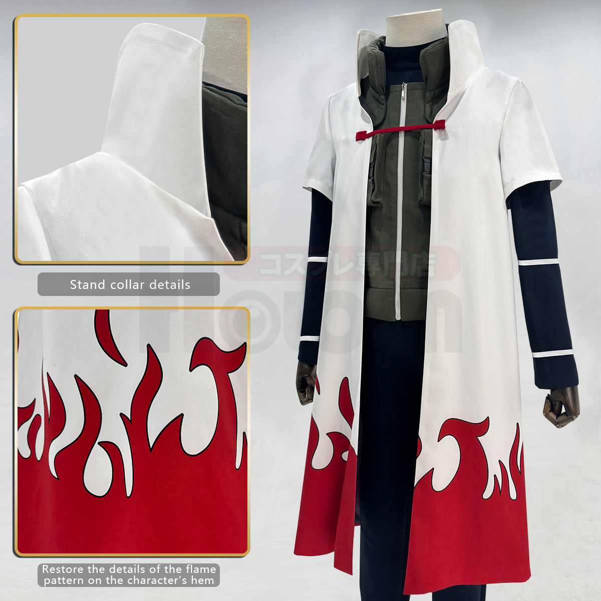 YOO Anime Namikaze Minato Cosplay Costume Cloak Vest T-shirt Pants Pouch Cos Convention Gift thumbnail 7