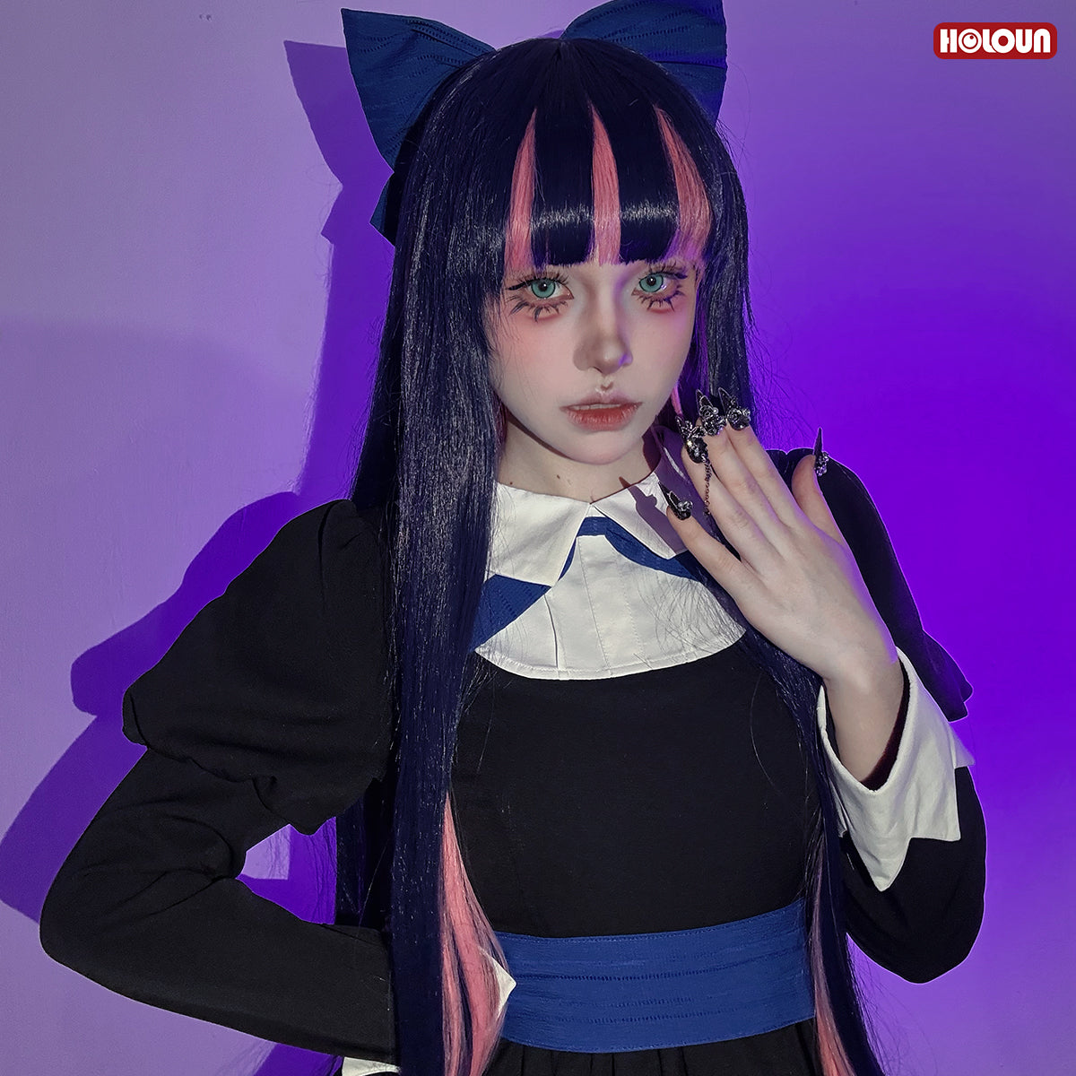 YOO Stocking Panty Anime Stocking Anarchy Cosplay Costume Dress Stockings Bowknot Headdress Cos Convention thumbnail 5