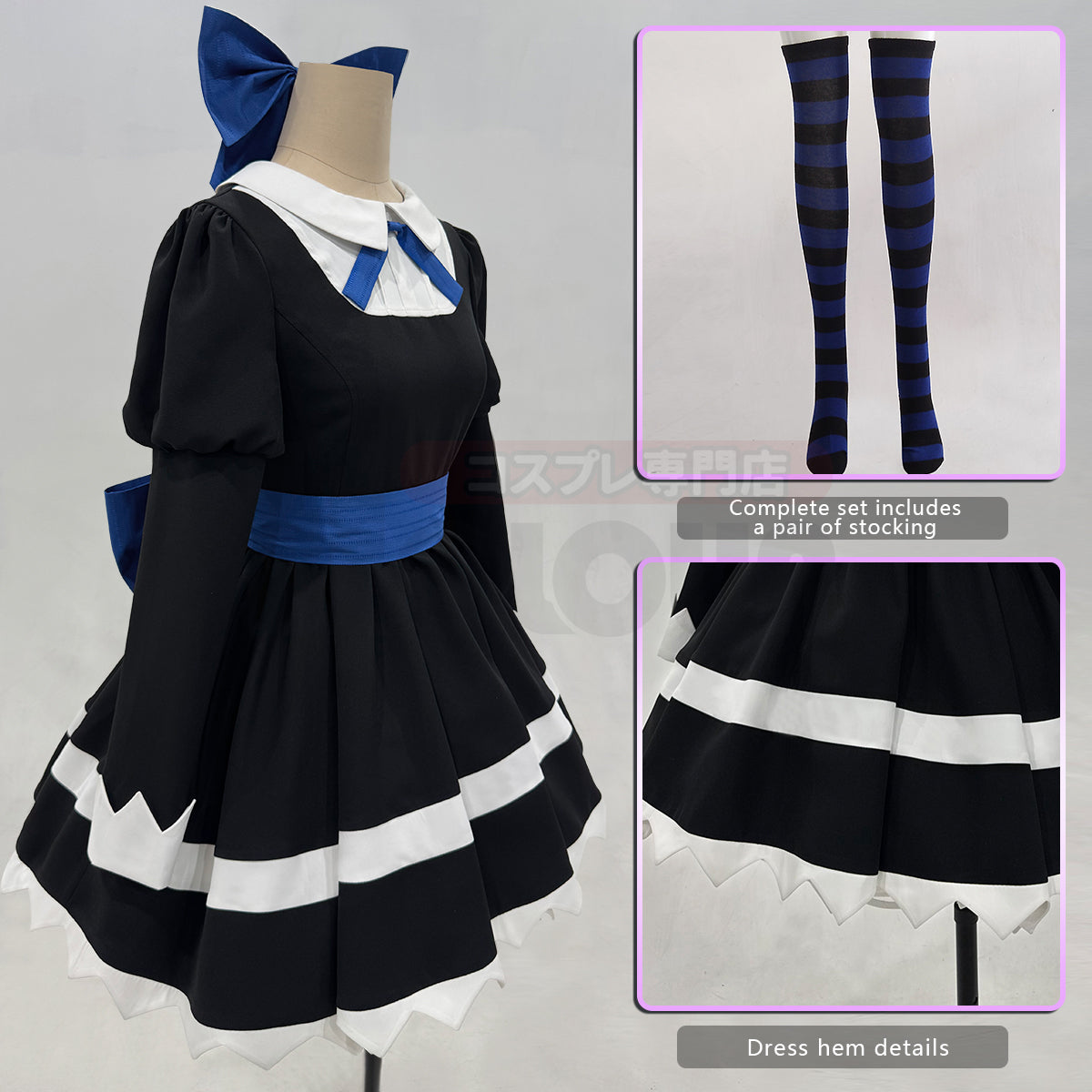 YOO Stocking Panty Anime Stocking Anarchy Cosplay Costume Dress Stockings Bowknot Headdress Cos Convention thumbnail 8