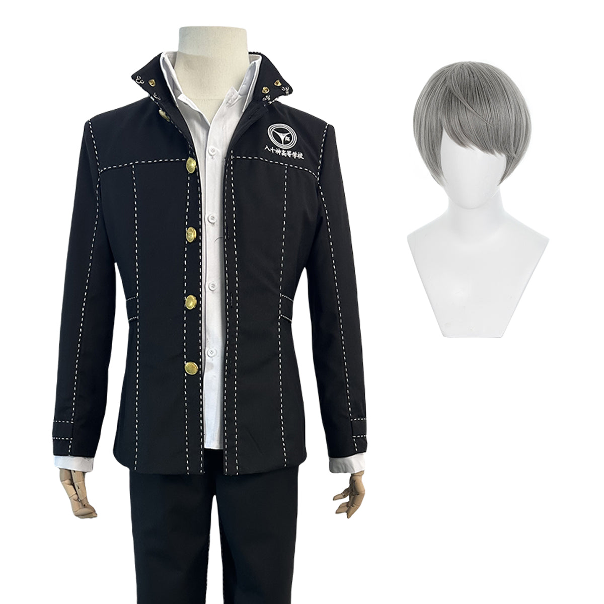 YOO P4 Game Yu Narukami Cosplay Costume Wig School Uniform Embroidery Plaid Collar Suit Pants White Shirt Daily Wear Halloween