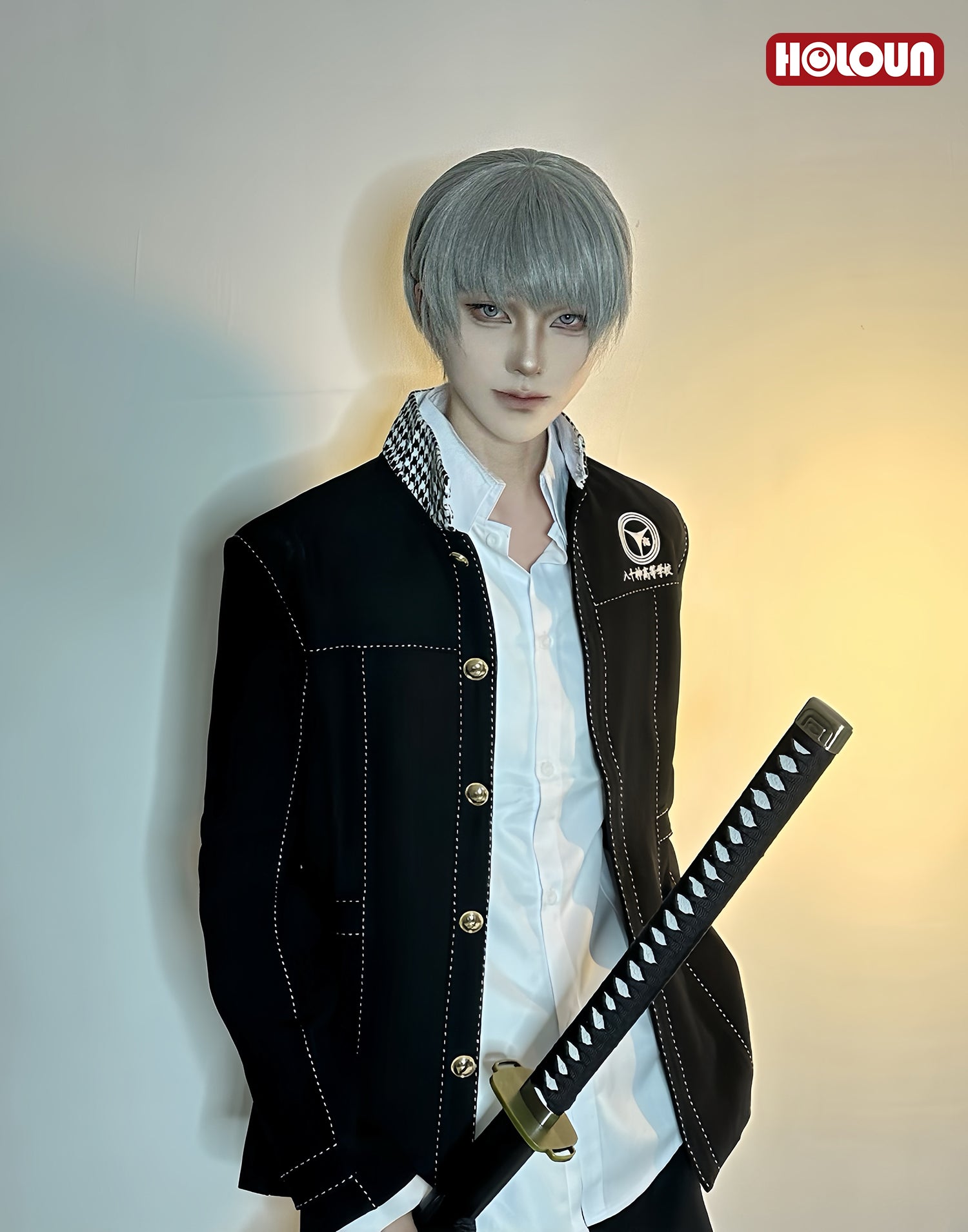 YOO P4 Game Yu Narukami Cosplay Costume Wig School Uniform Embroidery Plaid Collar Suit Pants White Shirt Daily Wear Halloween thumbnail 2