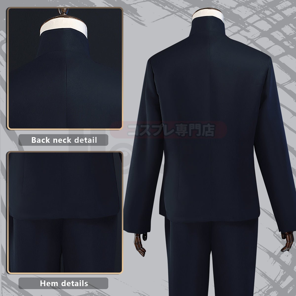 YOO Jujutsu JJK Manga Anime Satoru Gojo Cosplay Costume Wig Dark Blue Jacket Pants Uniform Rose Net Halloween thumbnail 5