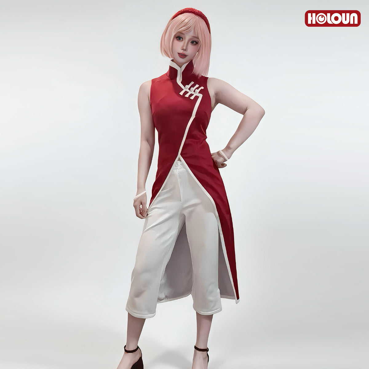 YOO Anime Haruno Sakura Cosplay Costume Top Pants Halloween Christmas Animation Convention Gift thumbnail 4
