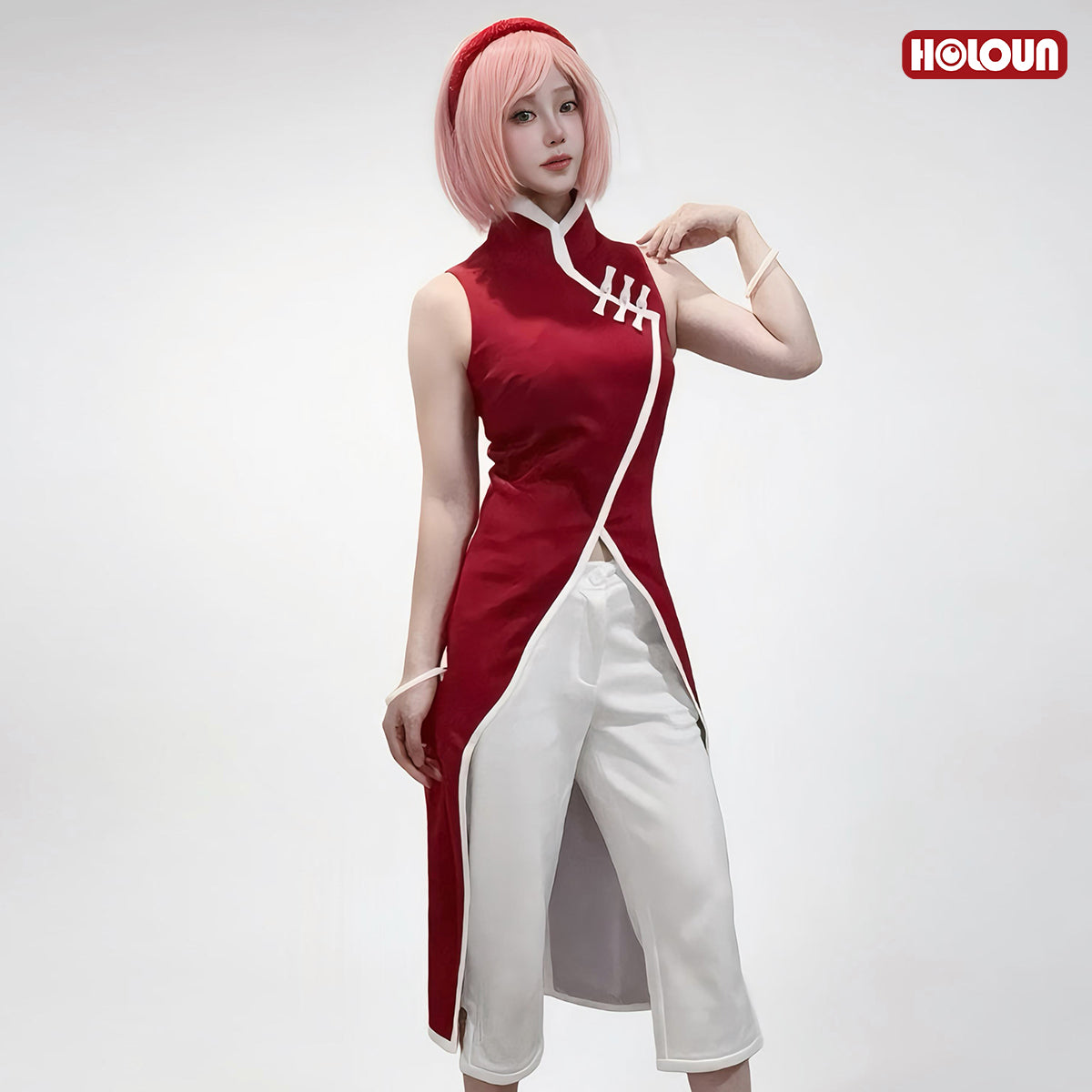 YOO Anime Haruno Sakura Cosplay Costume Top Pants Halloween Christmas Animation Convention Gift thumbnail 5