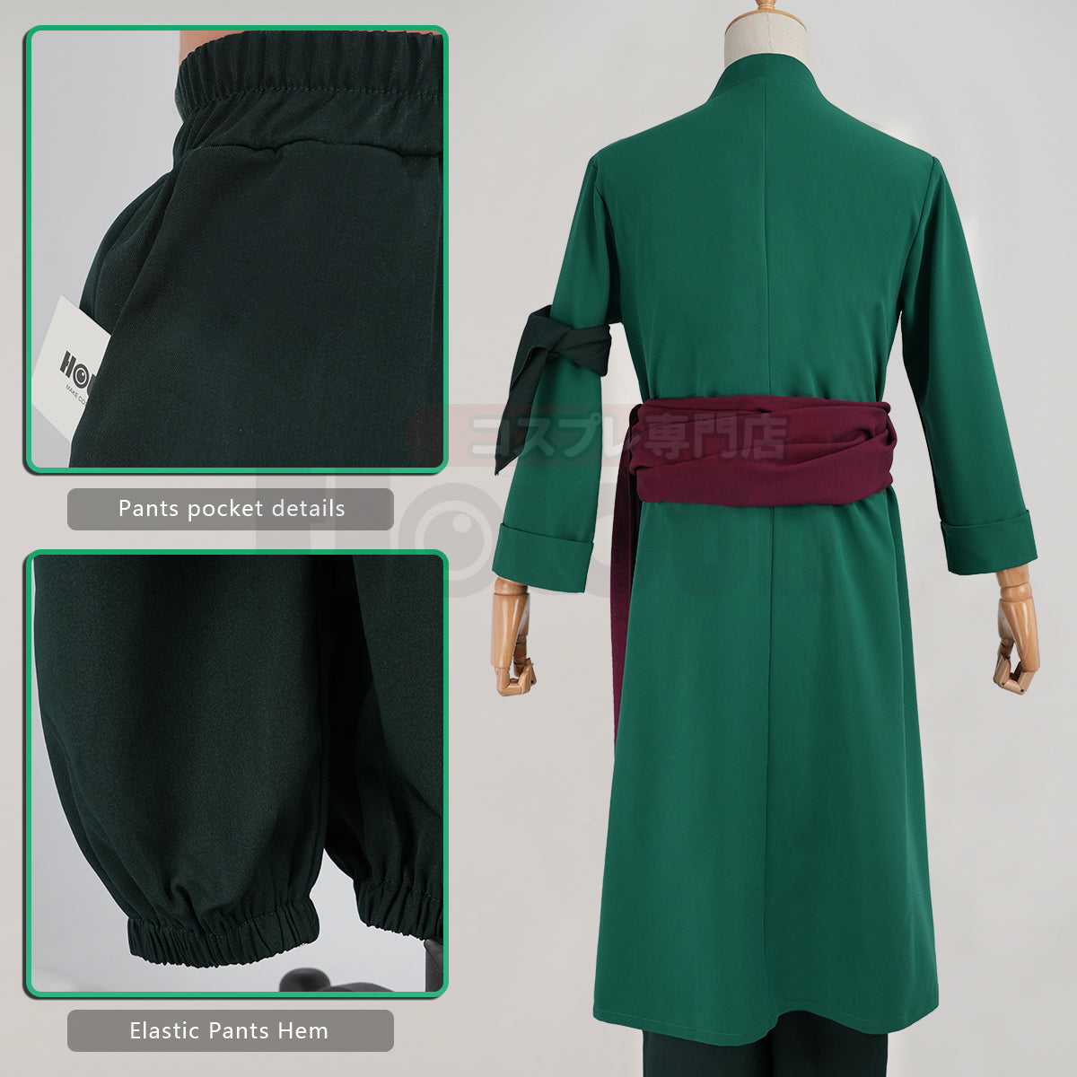 YOO ONE Anime Roronoa Zoro Cosplay Costume Pants Haori Head Scarf Animation Convention 2025 Halloween Christmas Gift thumbnail 11