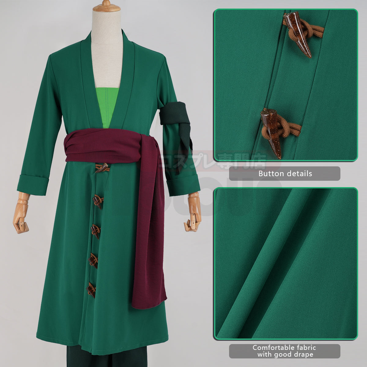 YOO ONE Anime Roronoa Zoro Cosplay Costume Pants Haori Head Scarf Animation Convention 2025 Halloween Christmas Gift thumbnail 3